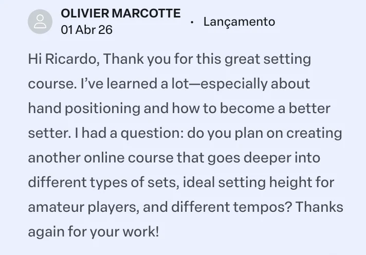 Comentário original de Olivier Marcotte na plataforma da formação